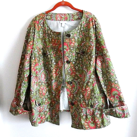 Denim Paisley Print Charter Club Woman Jacket 2X - Picture 1 of 6